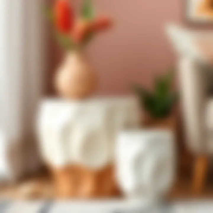 Colorful ceramic accent table in vibrant decor