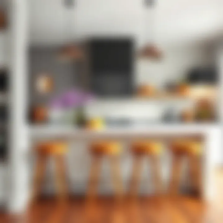 An inviting kitchen space featuring custom stools that enhance the decor