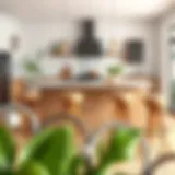 Stylish kitchen stools arranged around a modern island