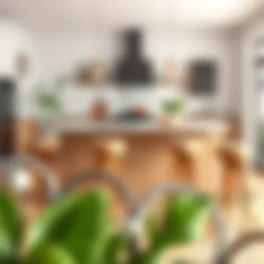 Stylish kitchen stools arranged around a modern island