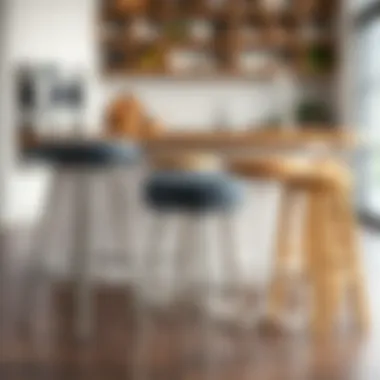 A variety of kitchen stools showcasing different materials and designs