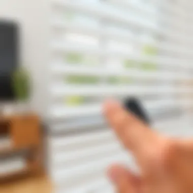 Close-up of smart control panel for automated blinds