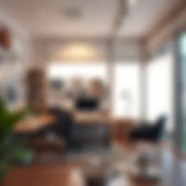 Artistic Workspace with Light Panel Installation Light panel installation in an artistic workspace