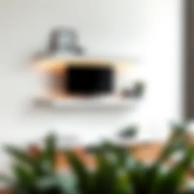 Elegant floating shelf displaying a gaming console with decor