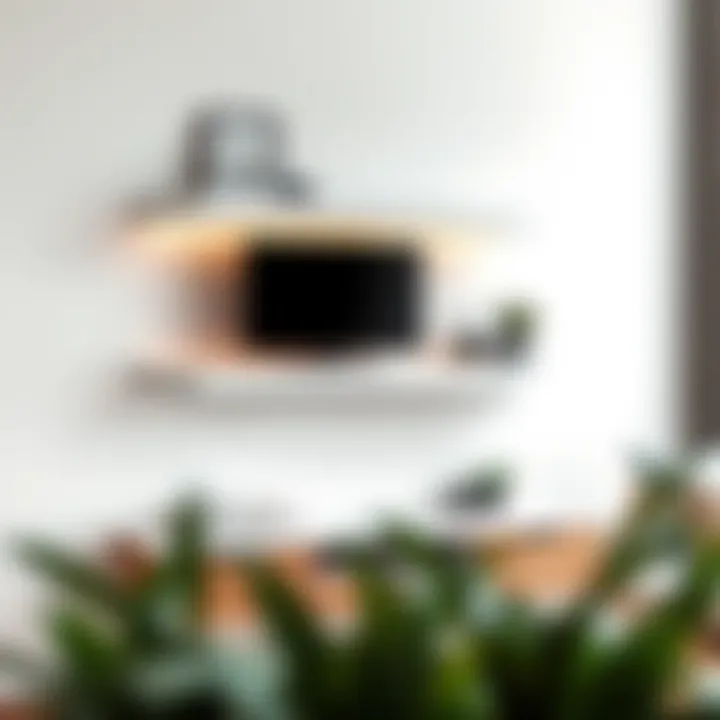 Elegant floating shelf displaying a gaming console with decor