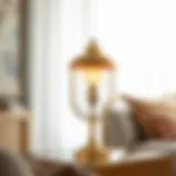 Elegant brass and glass table lamp with warm glow