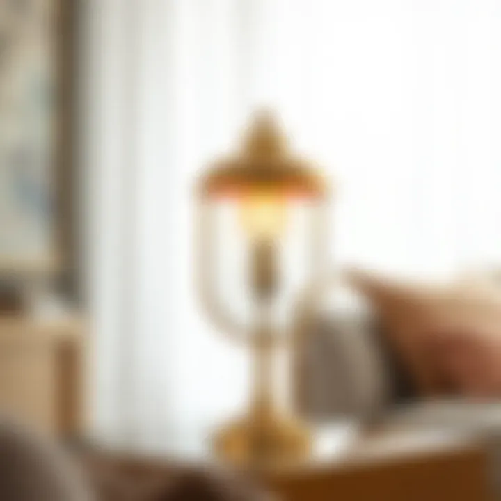 Elegant Brass and Glass Table Lamp Elegant brass and glass table lamp with warm glow