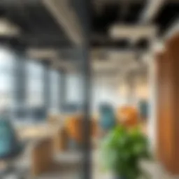 Close-up of cable management mesh in a modern office setting