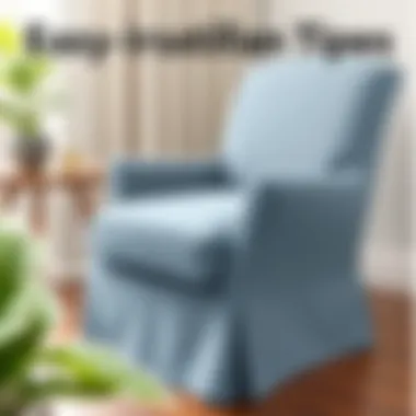 Installation of a fitted chair cover on an armchair