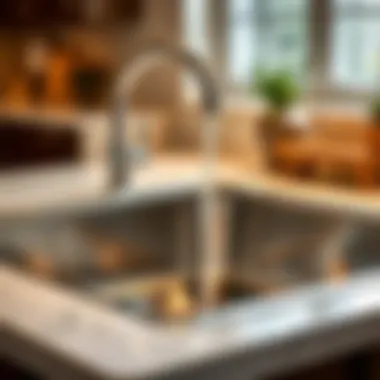 Detailed Look at Sink and Countertop Finish Close-up view of stainless steel sink with countertop finish