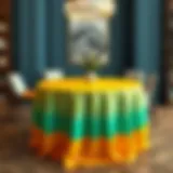 Elegant round table adorned with a vibrant plastic table cover