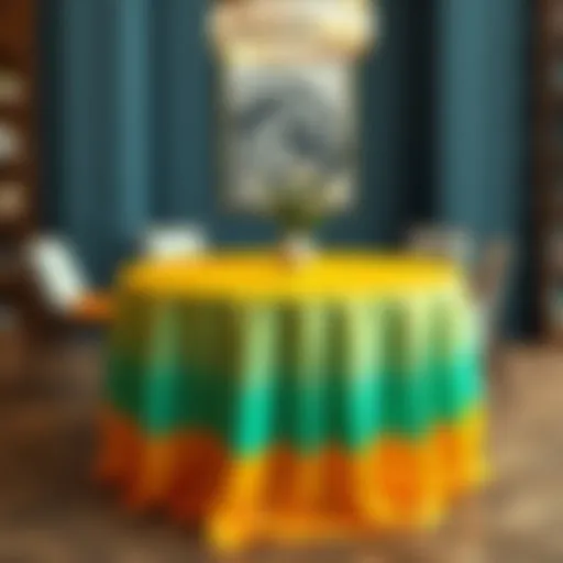 Elegant round table adorned with a vibrant plastic table cover