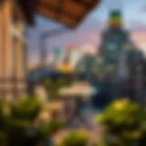 Stylish Outdoor Bistro Set Elegant outdoor bistro set on a balcony overlooking the city