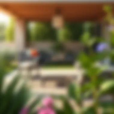 Elegant outdoor sectional in a garden setting