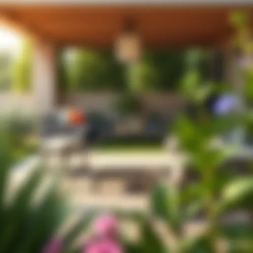 Elegant outdoor sectional in a garden setting