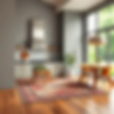 Strategic Placement for Maximum Impact Strategic placement of an 8x8 rug in a kitchen setting