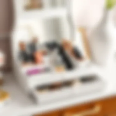 Elegant Dressing Table Organizer with Cosmetic Compartments Elegant dressing table organizer showcasing various compartments for cosmetics