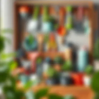 Organized Indoor Gardening Toolkit A well-organized indoor gardening toolkit showcasing various tools and accessories