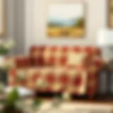 Elegant plaid loveseat cover showcasing rich textures