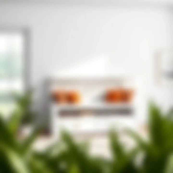 Elegant toy storage bench in a modern living room setting