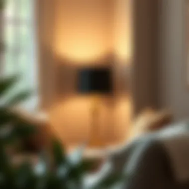 Cozy Reading Nook with Brass and Glass Table Lamp Brass and glass table lamp enhancing a cozy reading nook