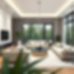 Modern living room layout with minimalist design