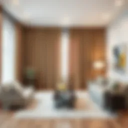 Elegant living room featuring 64-inch long curtains that complement modern decor