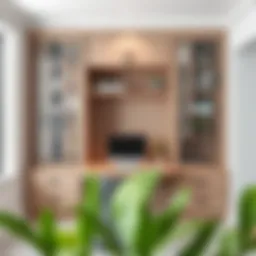 A stylish custom built-in desk in a modern office setting.