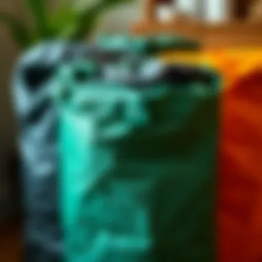 Close-up of eco-friendly tall trash can bags made from recycled materials