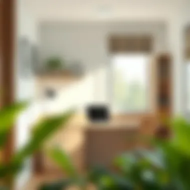 Compact Workspace with Smart Storage Stylish workspace in a compact area featuring smart storage solutions