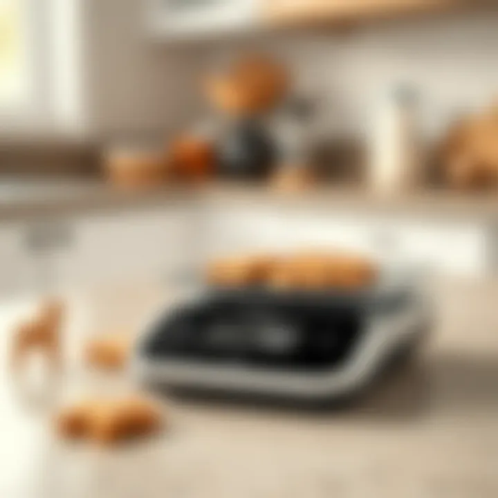 Precision Digital Kitchen Scale A sleek digital kitchen scale on a countertop.