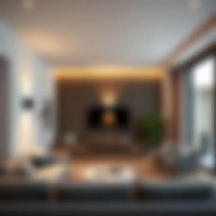 Elegant adhesive sconce illuminating a modern living room