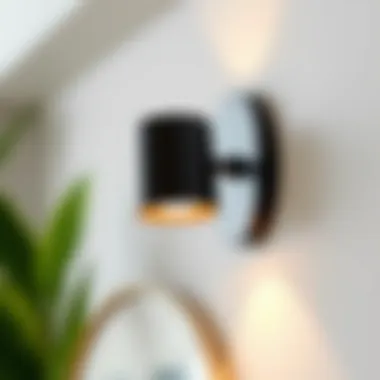 Close-up of a sleek adhesive sconce showcasing innovative design