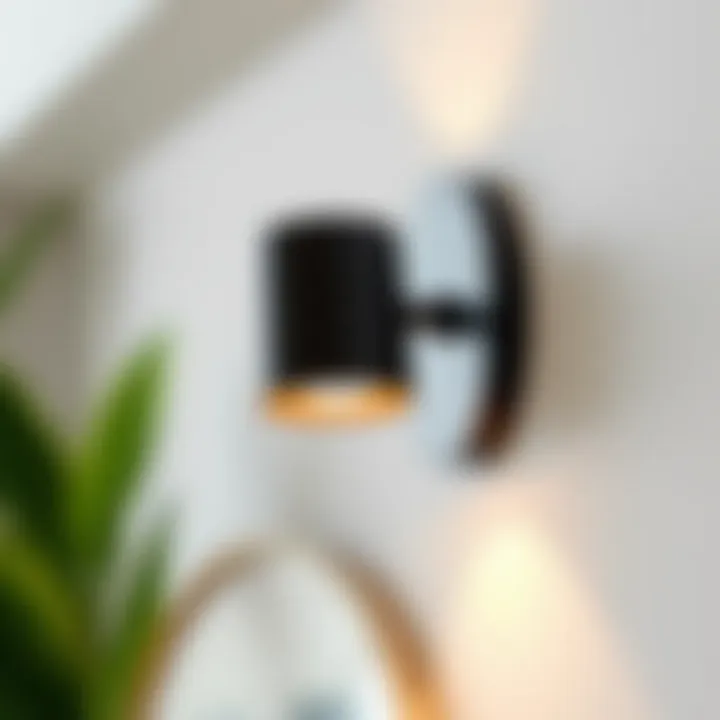 Close-up of a sleek adhesive sconce showcasing innovative design