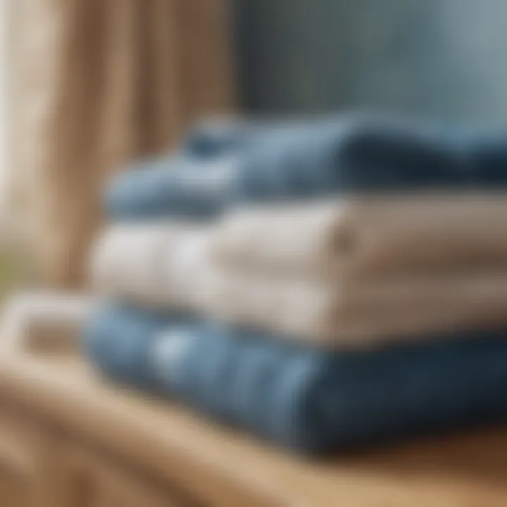 Various textures of bath towels displayed