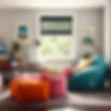 Stylish bean bag seating in a dorm room