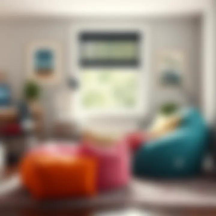 Stylish Bean Bag Seating for Comfort Stylish bean bag seating in a dorm room