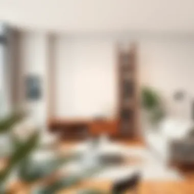 Stylish Tall Shelving in Modern Living Room Stylish tall shelving unit in a modern living room setup