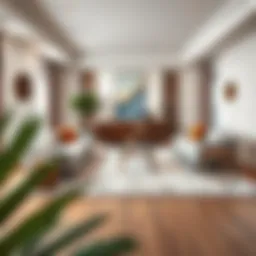 Elegant living room featuring a sophisticated area rug that enhances the decor