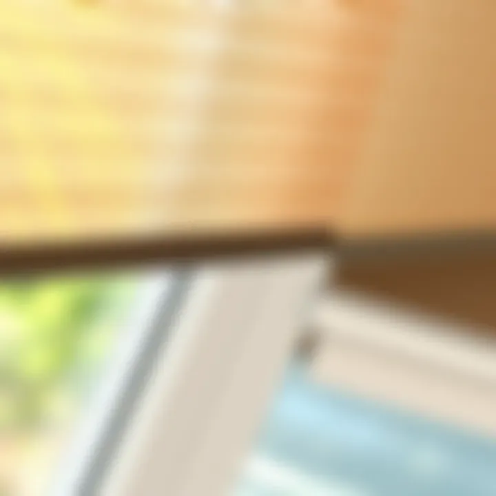 Close-up of materials used in window shade blinds