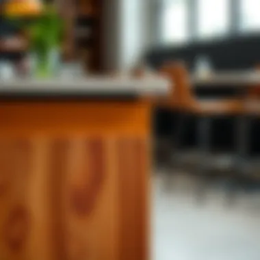 Close-up of materials used for bar height furniture