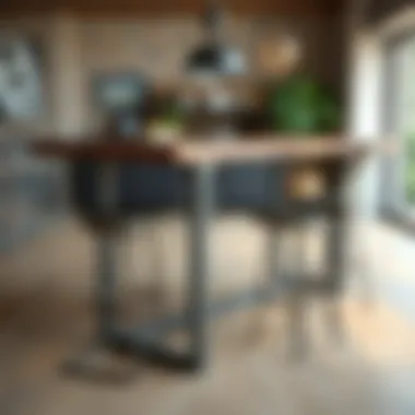 Industrial style bar height table with metal accents