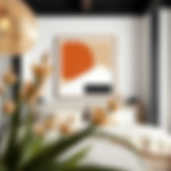 Elegant Geometric Framed Print An elegant framed print showcasing modern geometric designs that enhance the room's aesthetic.