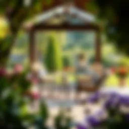 Elegant patio furniture set showcasing swivel rockers