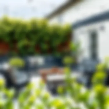 Stylish arrangement of black outdoor benches enhancing a patio space