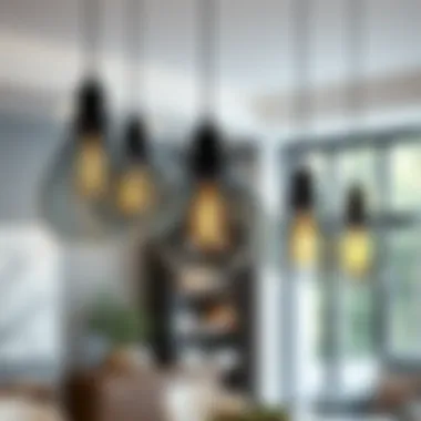 Combination of Gray Glass Pendant Lights with Interior Design Elements Combination of gray glass pendant lights with various interior design elements