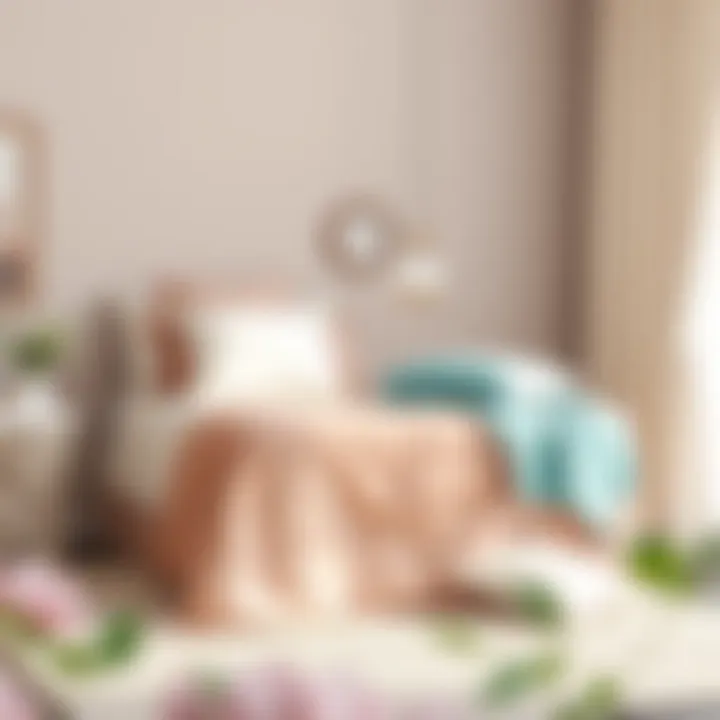 Charming Pastel Twin Bed Cozy twin bed adorned with pastel bedding and decorative pillows