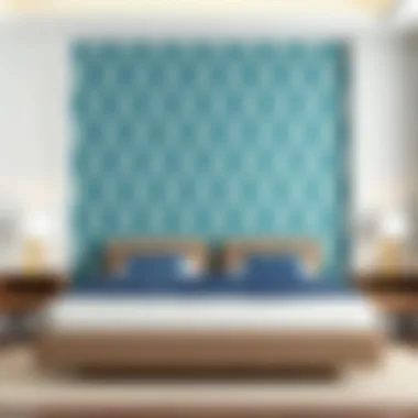 Modern Twin Bed Design Stylish twin bed set against a modern wallpaper backdrop