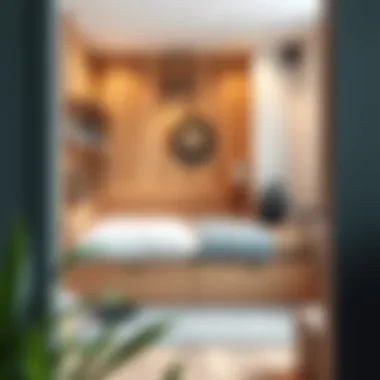 Space-Saving Twin Bed Arrangement Compact twin bed arrangement in a trendy small space