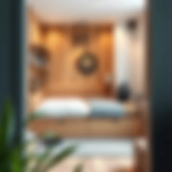 Space-Saving Twin Bed Arrangement Compact twin bed arrangement in a trendy small space